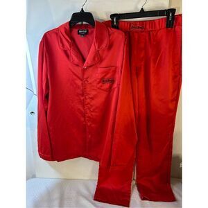 Dog Supply red faux silk pajamas set men’s medium rn#167813 Snoop Lounge